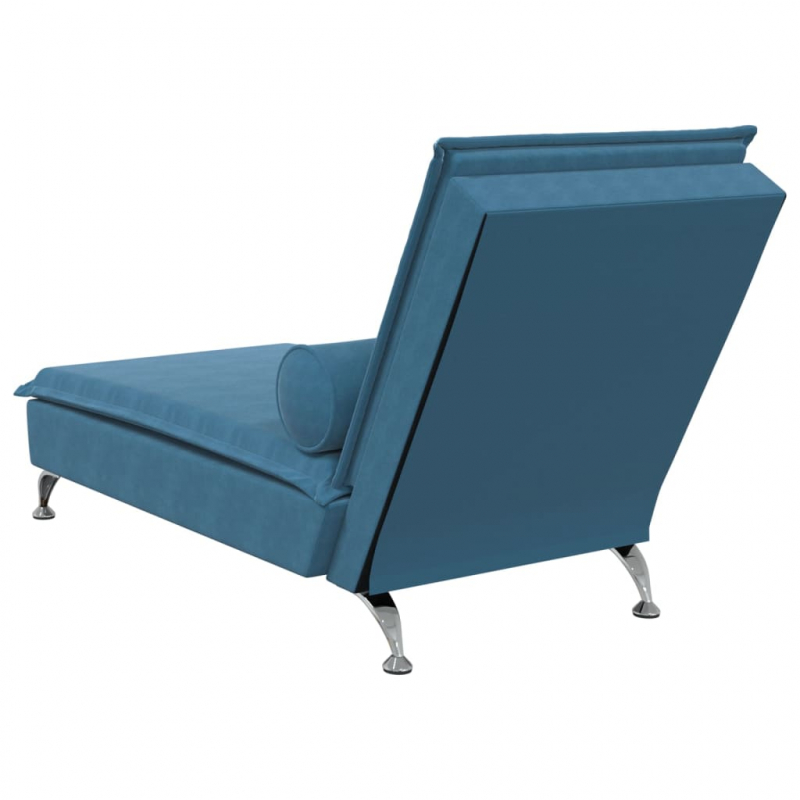 Massage-Chaiselongue mit Nackenrolle Blau Samt