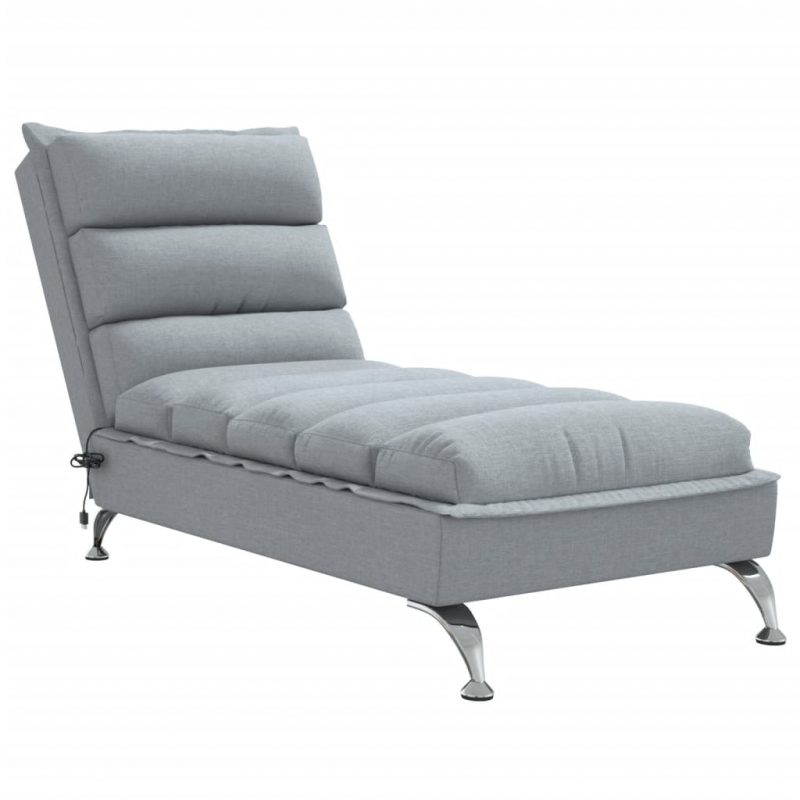 Massage-Chaiselongue mit Kissen Hellgrau Stoff