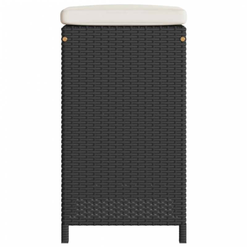 Garten-Barhocker mit Kissen 4 Stk. Schwarz Poly Rattan