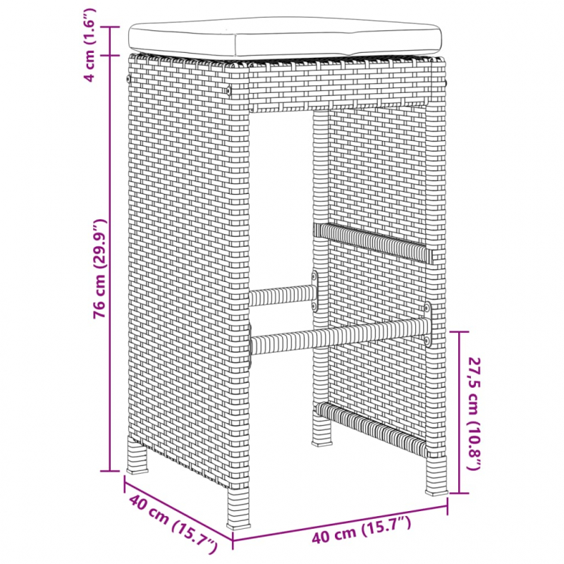 Garten-Barhocker mit Kissen 6 Stk. Braun Poly Rattan