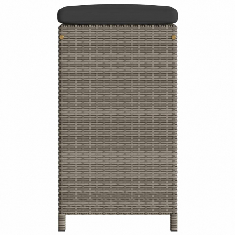 Garten-Barhocker mit Kissen 6 Stk. Grau Poly Rattan