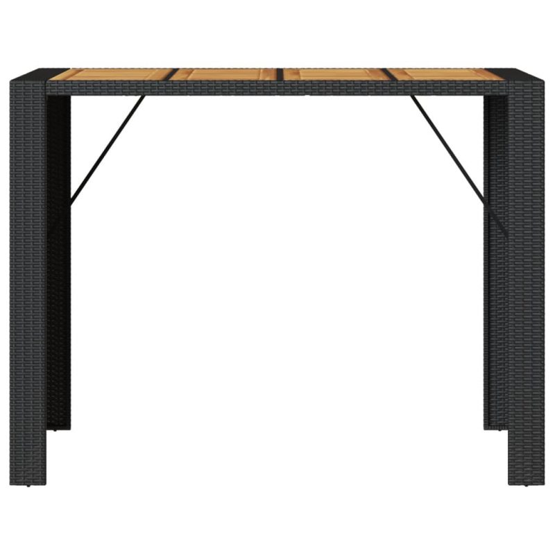 Gartentisch mit Holzplatte Schwarz 145x80x110 cm Poly Rattan