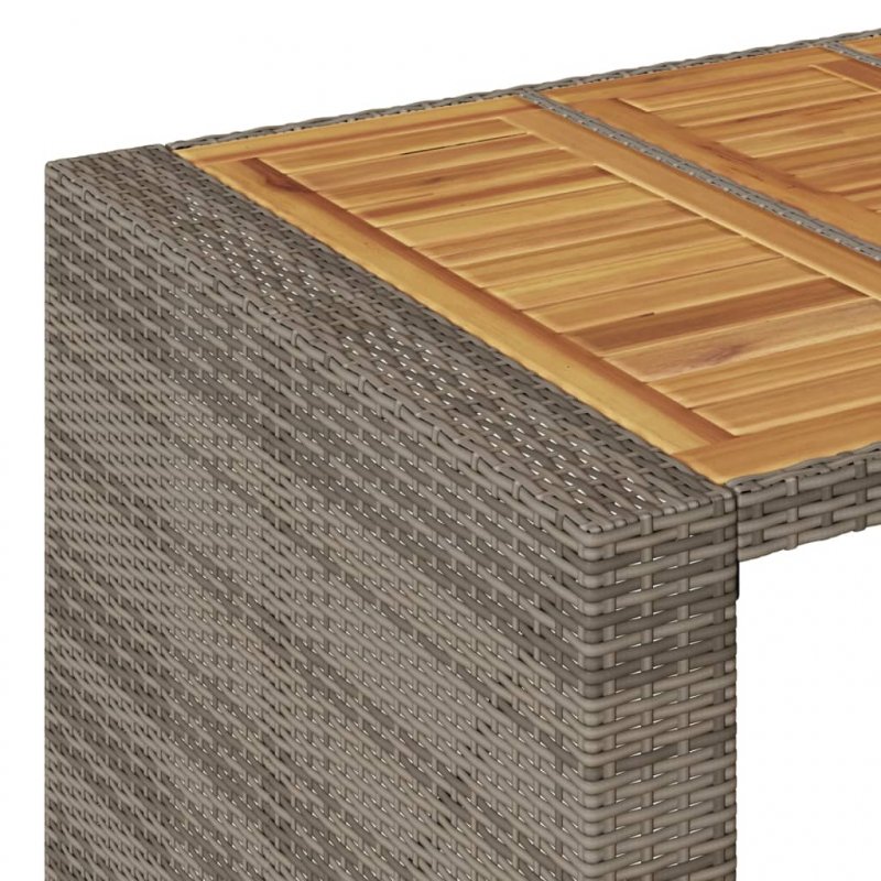 Gartentisch mit Holzplatte Grau 145x80x110 cm Poly Rattan