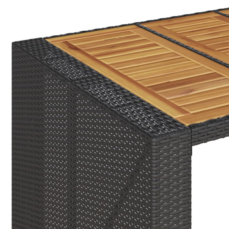 Gartentisch mit Holzplatte Schwarz 185x80x110 cm Poly Rattan