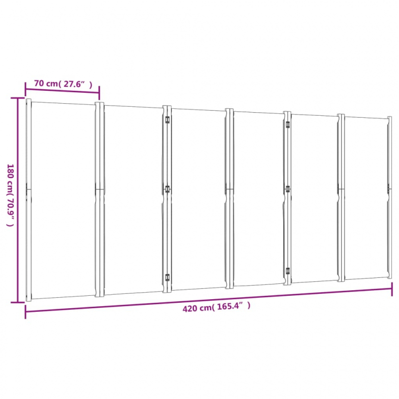 6-tlg. Paravent Dunkelblau 420x180 cm