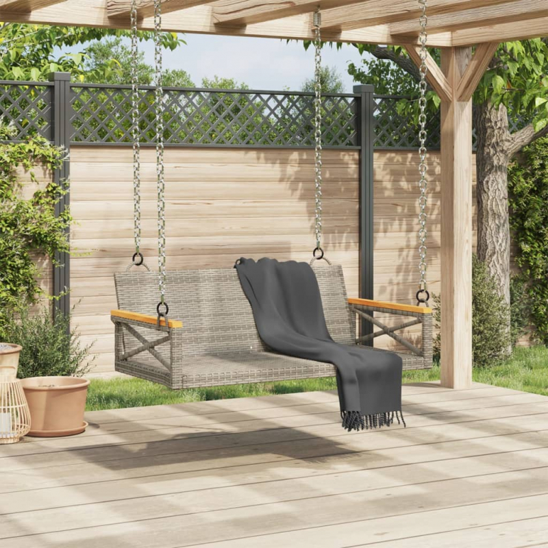 Hängebank Grau 109x62x40 cm Poly Rattan