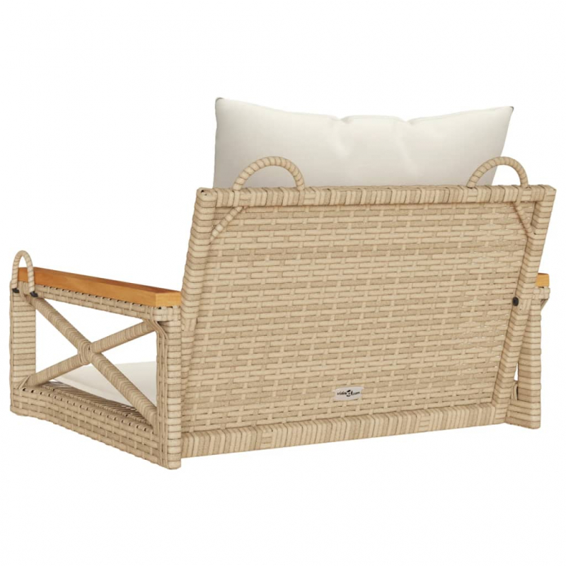 Hängesessel mit Kissen Beige 63x62x40 cm Poly Rattan