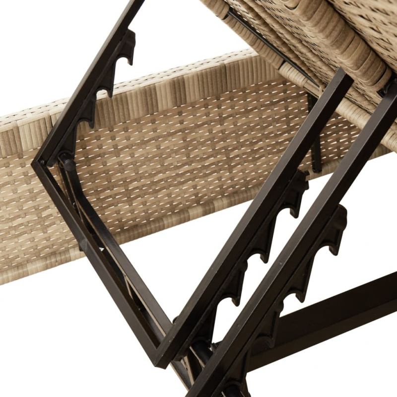 Doppel-Sonnenliege mit Auflagen Beige Poly Rattan