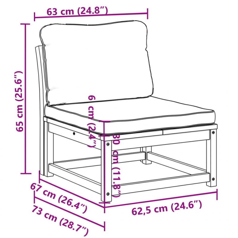 Gartensofa mit Kissen Massivholz Akazie