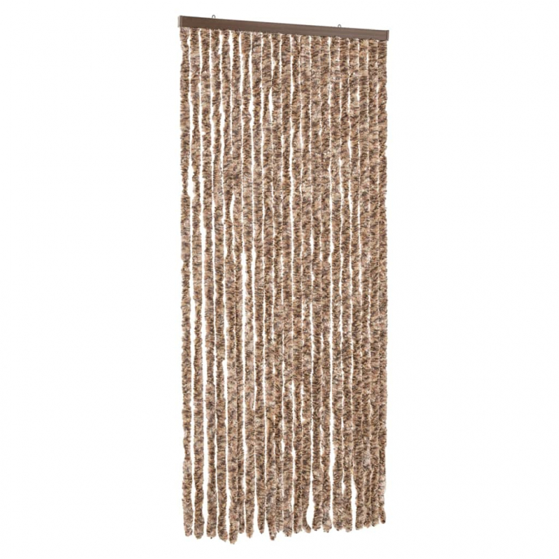 Fliegenvorhang Beige und Dunkelbraun 90x200 cm Chenille