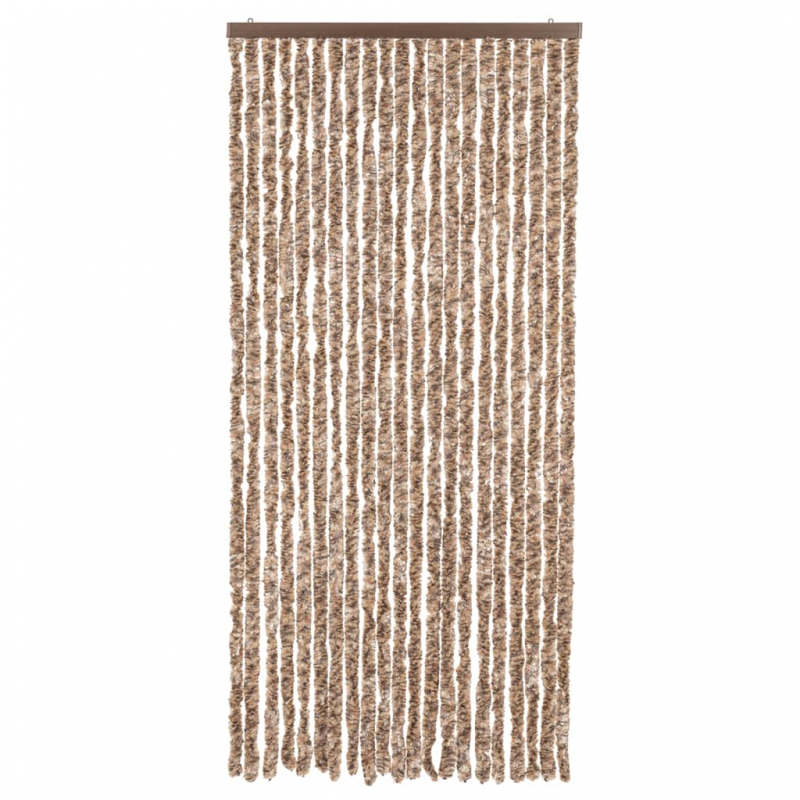 Fliegenvorhang Beige und Dunkelbraun 90x200 cm Chenille