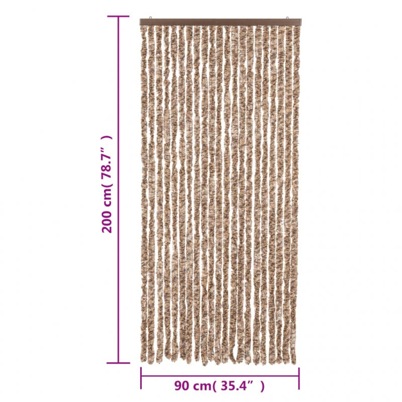 Fliegenvorhang Beige und Dunkelbraun 90x200 cm Chenille