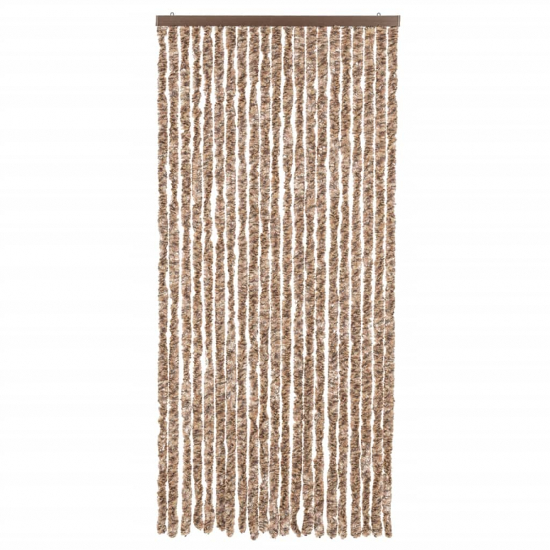 Fliegenvorhang Beige und Dunkelbraun 90x220 cm Chenille