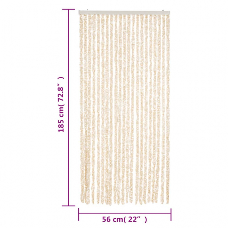 Fliegenvorhang Beige und Weiß 56x185 cm Chenille