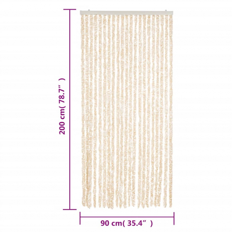 Fliegenvorhang Beige und Weiß 90x200 cm Chenille