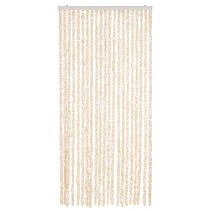 Fliegenvorhang Beige und Weiß 90x220 cm Chenille