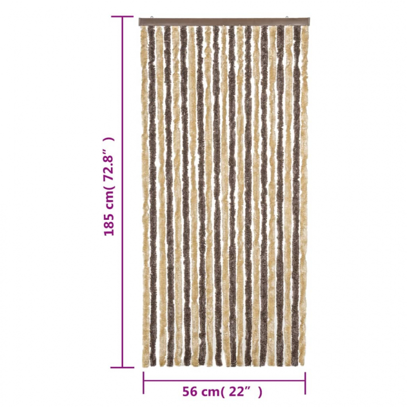 Fliegenvorhang Dunkelbraun und Beige 56x185 cm Chenille