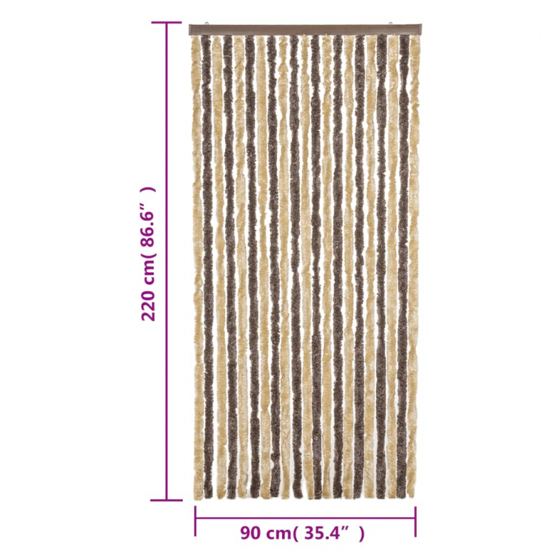 Fliegenvorhang Dunkelbraun und Beige 90x220 cm Chenille