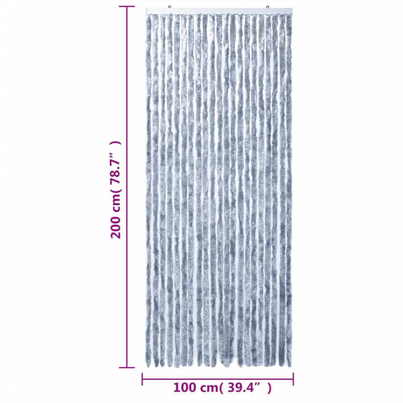 Fliegenvorhang Silbern 100x200 cm Chenille