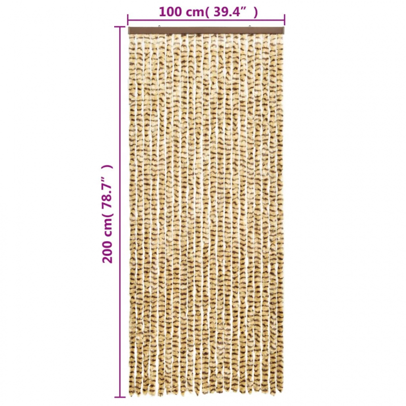 Fliegenvorhang Beige und Braun 100x200 cm Chenille