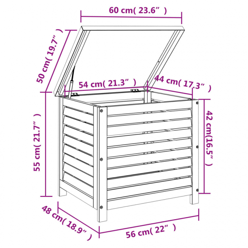 Gartenbox 60x50x55 cm Massivholz Eukalyptus