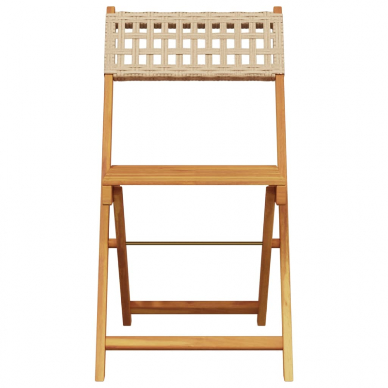 Bistrostühle 2 Stk. Beige Massivholz Akazie und Poly-Rattan