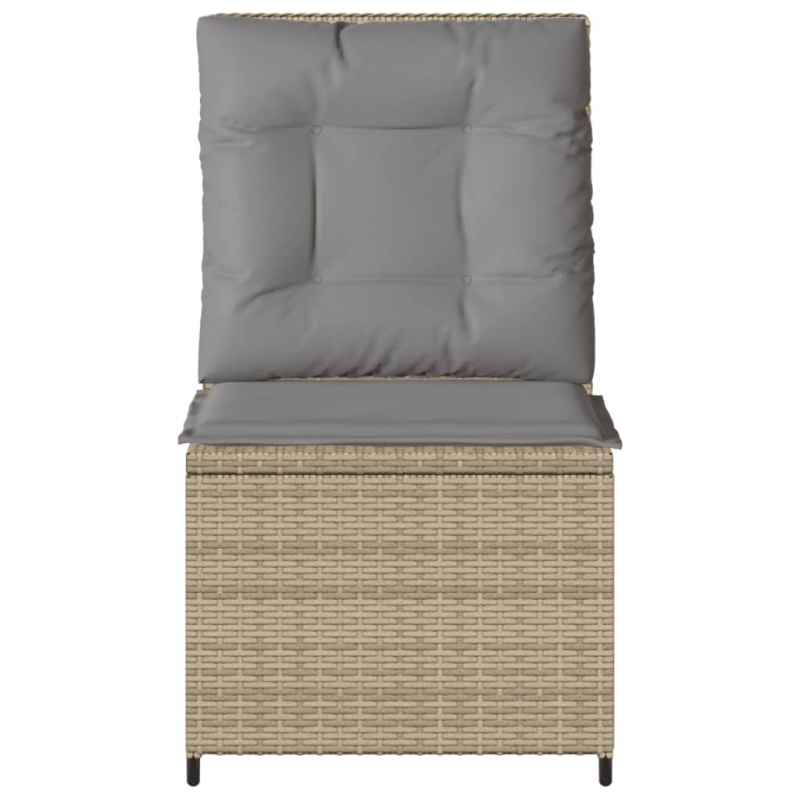Gartensessel mit Liegefunktion und Kissen Beige Poly Rattan