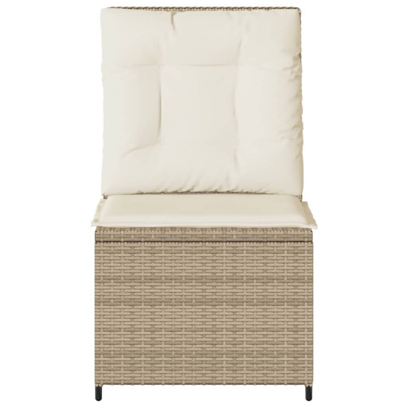 Gartensessel mit Liegefunktion und Kissen Beige Poly Rattan