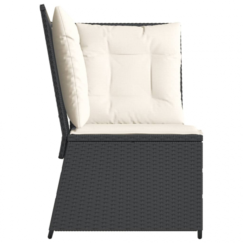 Garten-Ecksofa mit Kissen Schwarz Poly Rattan