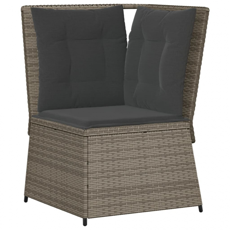 Garten-Ecksofa mit Kissen Grau Poly Rattan