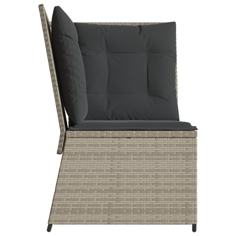 Garten-Ecksofa mit Kissen Hellgrau Poly Rattan