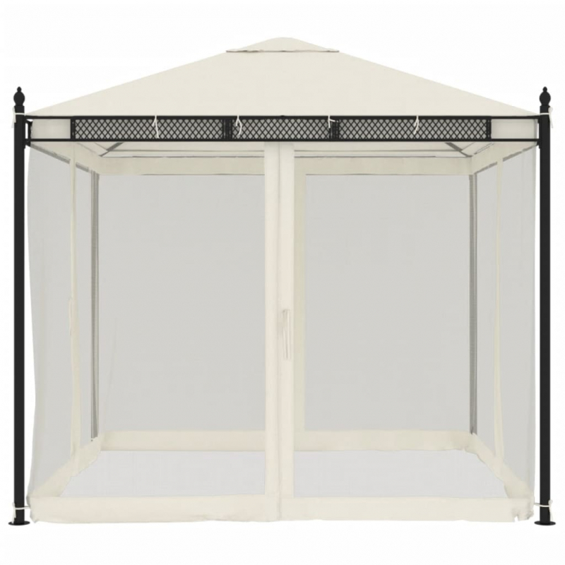 Pavillon mit Netzwänden Creme 2,93x2,93 m Stahl