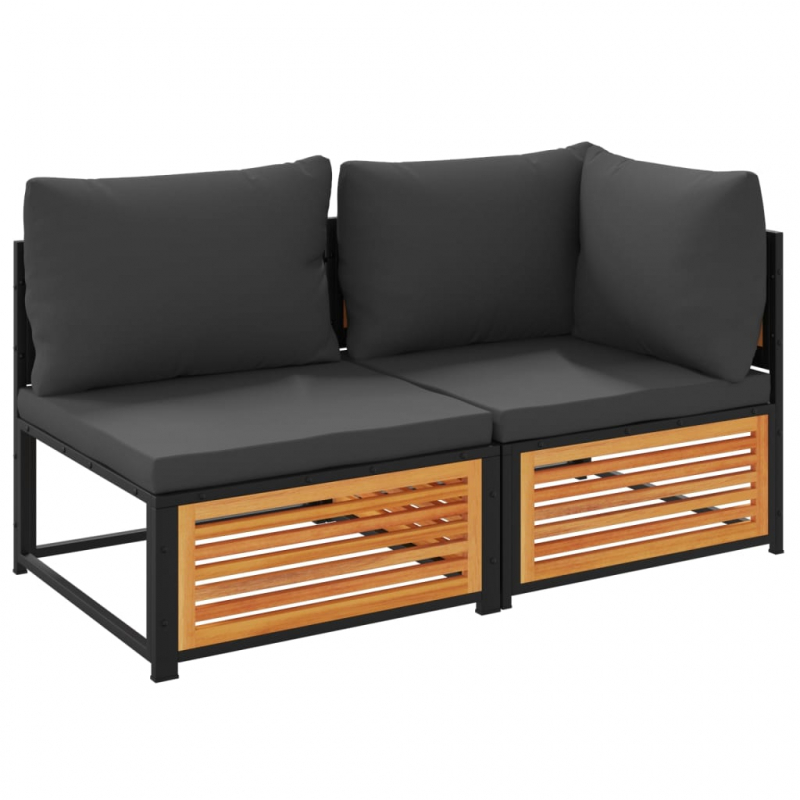 Gartensofa mit Kissen 2-Sitzer Massivholz Akazie