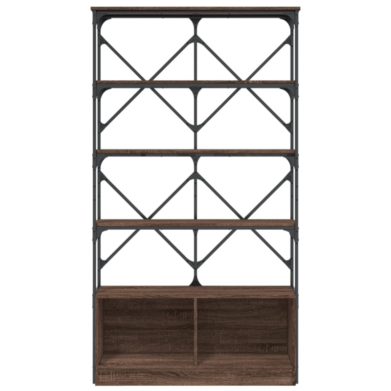 Bücherregal Braun Eiche 100x26x180 cm Holzwerkstoff und Metall