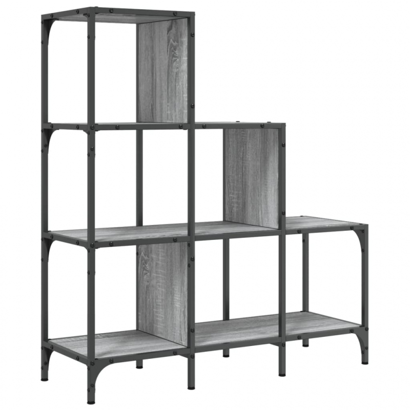 Bücherregal Grau Sonoma 92x30x102 cm Holzwerkstoff und Metall