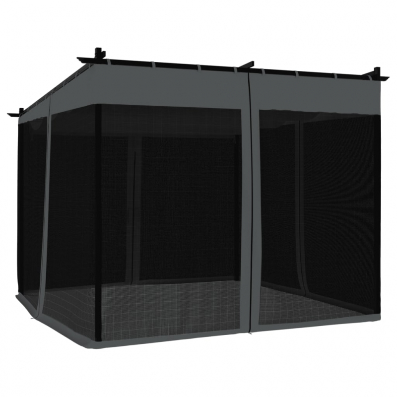 Pavillon mit Netzwänden Anthrazit 3x3 m Stahl