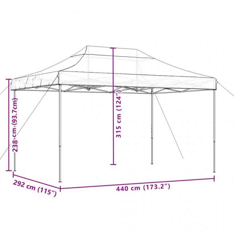 Partyzelt Faltbar Pop-Up Burgunderrot 440x292x315 cm