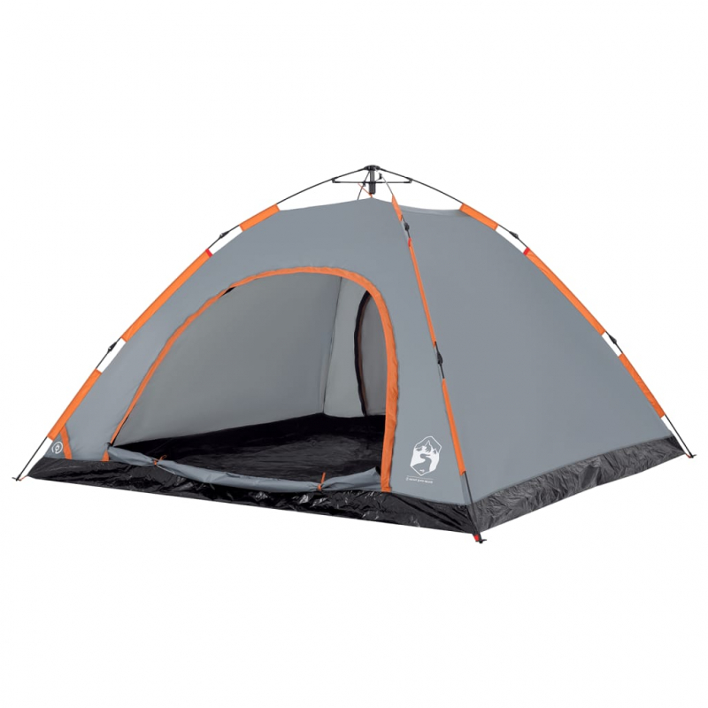 Campingzelt 5 Personen Grau und Orange Quick Release