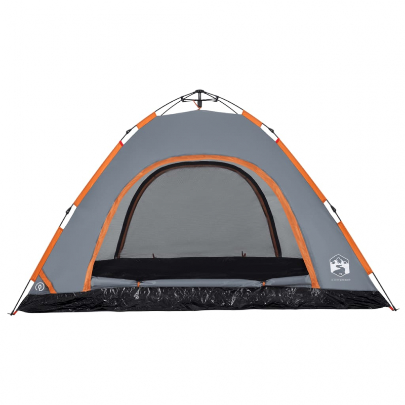 Campingzelt 5 Personen Grau und Orange Quick Release