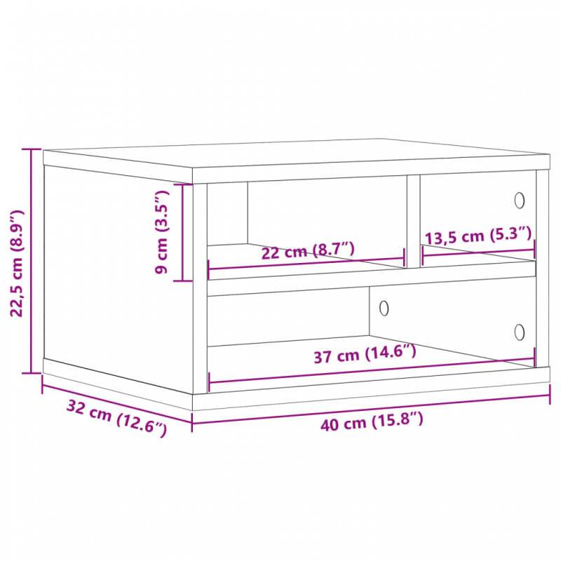 Druckerständer Grau Sonoma 40x32x22,5 cm Holzwerkstoff