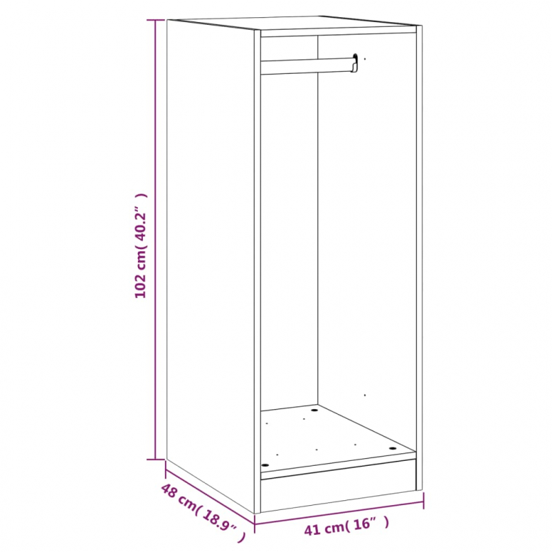 Kleiderschrank Grau Sonoma 48x41x102 cm Holzwerkstoff