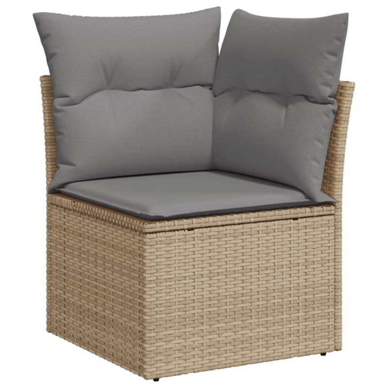 16-tlg. Garten-Sofagarnitur mit Kissen Beige Poly Rattan