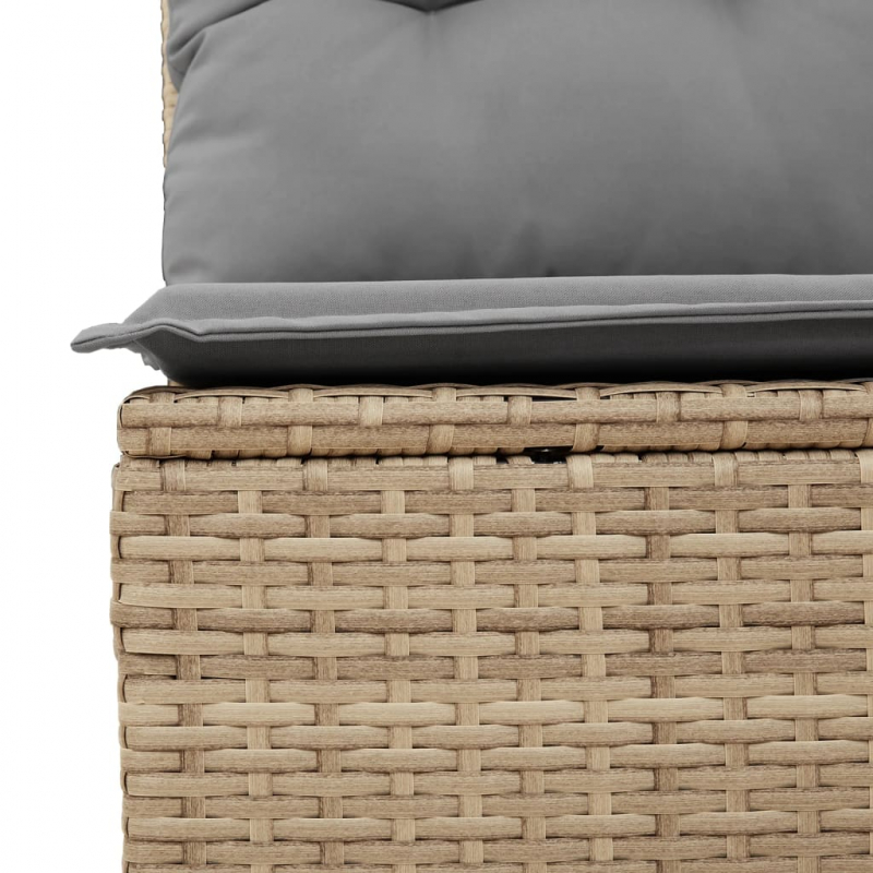 16-tlg. Garten-Sofagarnitur mit Kissen Beige Poly Rattan