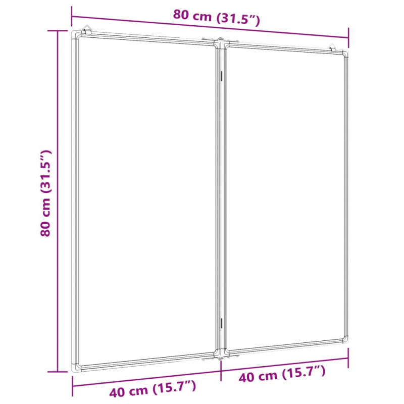 Magnetisches Whiteboard Klappbar 80x80x1,7 cm Aluminium