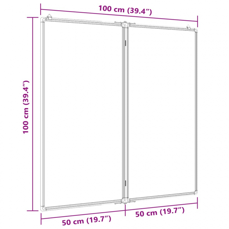 Magnetisches Whiteboard Klappbar 100x100x1,7 cm Aluminium