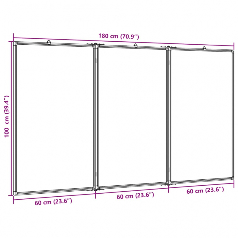 Magnetisches Whiteboard Klappbar 180x100x1,7 cm Aluminium