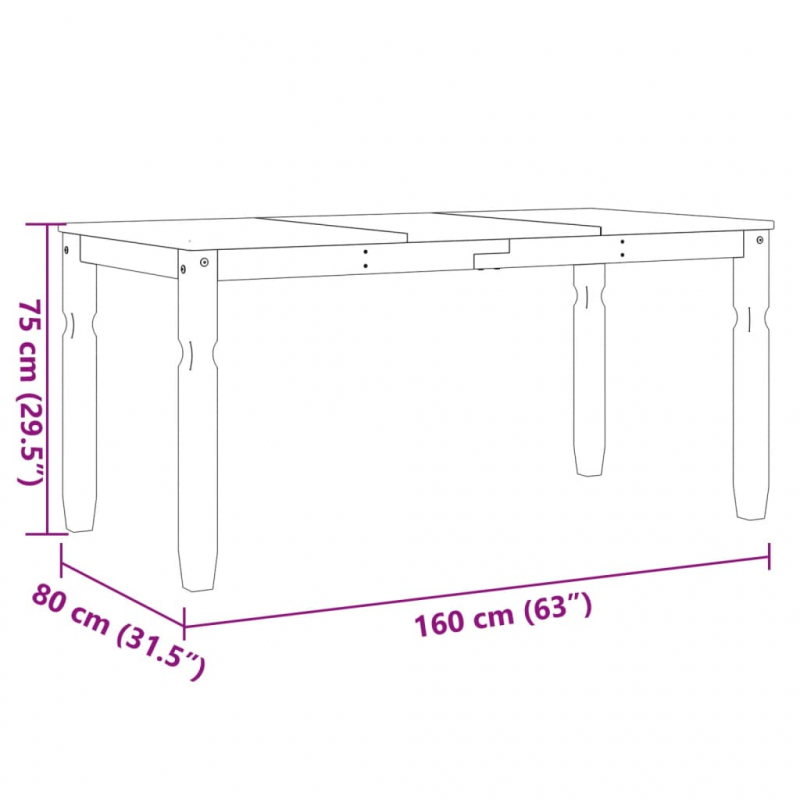 Esstisch Corona Weiß 160x80x75 cm Massivholz Kiefer