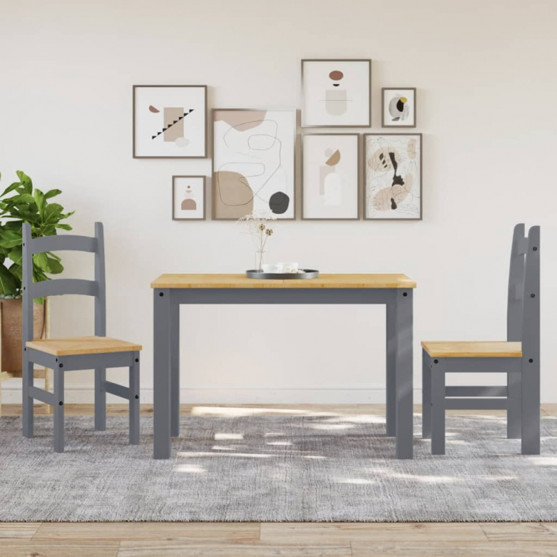 Essstühle 2 Stk. Grau 40x46x99 cm Massivholz Kiefer