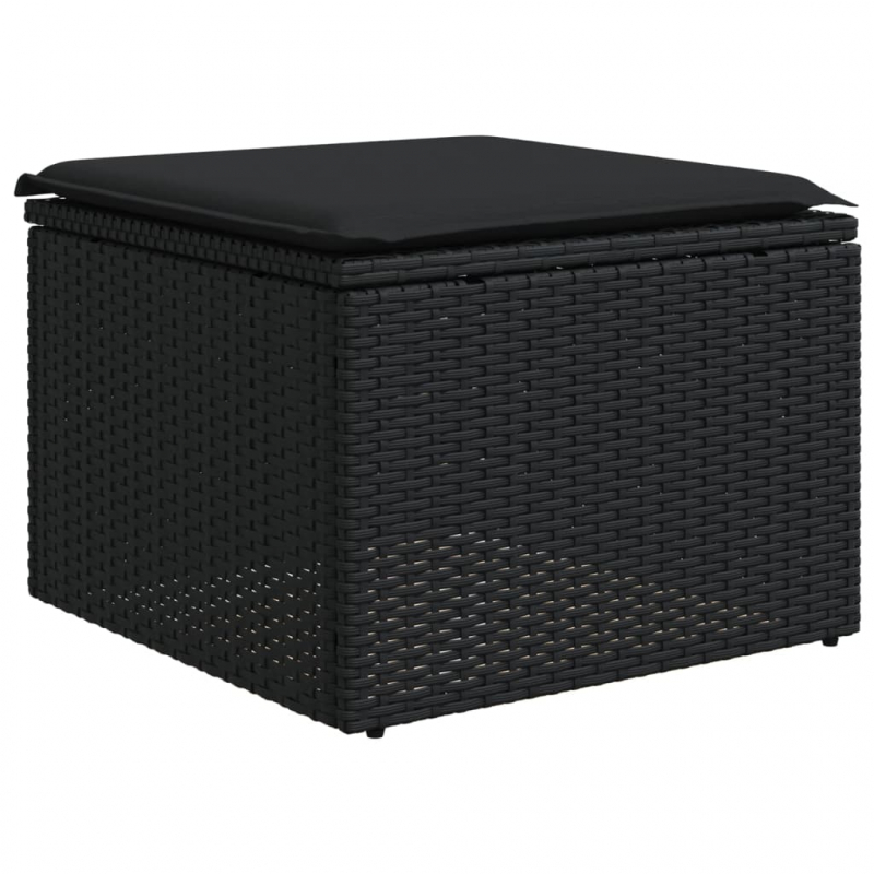 8-tlg. Garten-Sofagarnitur mit Kissen Schwarz Poly Rattan