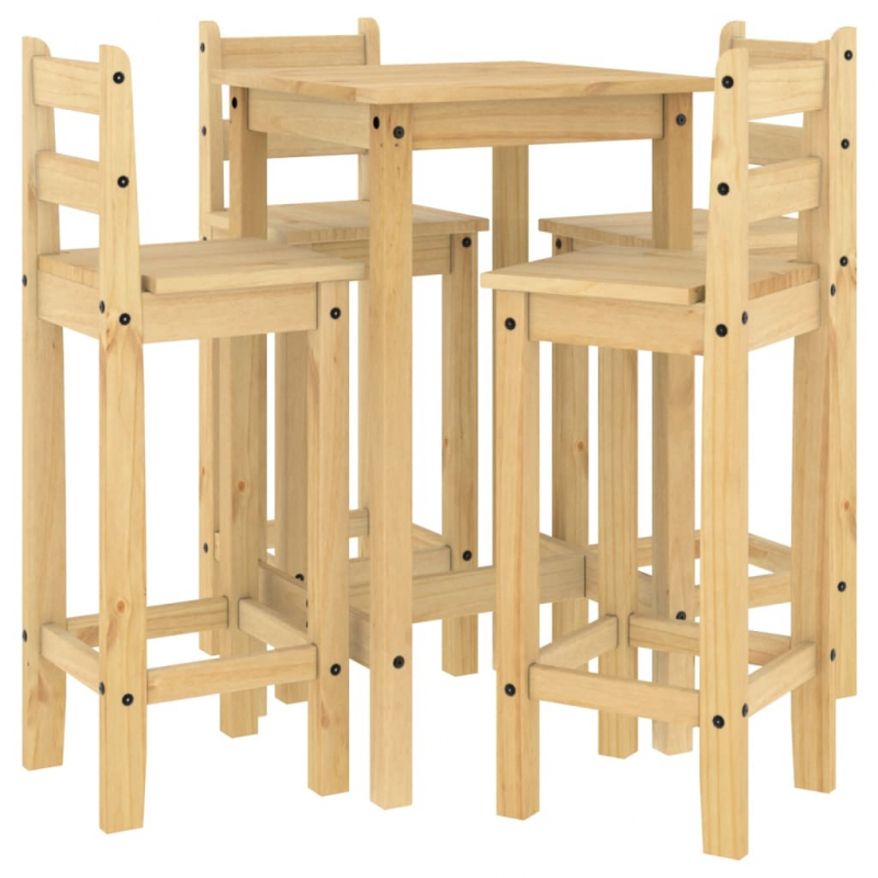 5-tlg. Bar-Set Massivholz Kiefer